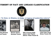 STATEMENT OF FACT AND LINEAGE CLARIFICATION STATEMENT OF FACT AND LINEAGE CLARIFICATION